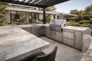Outdoor porcelain slab kitchen