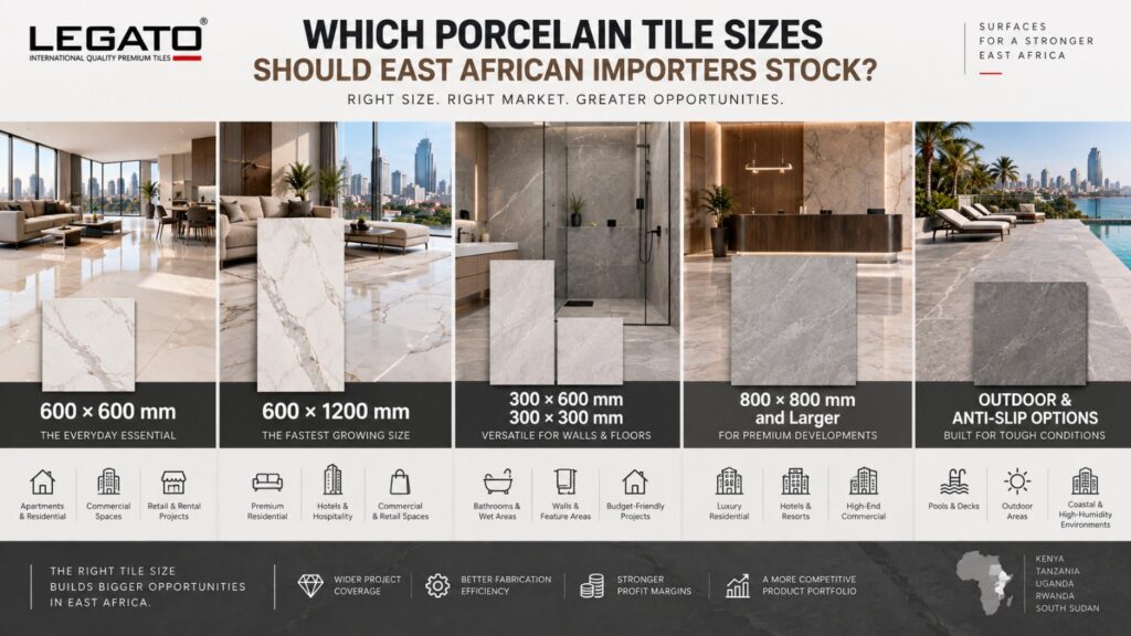 Porcelain tile sizes for Kenya and East African importers